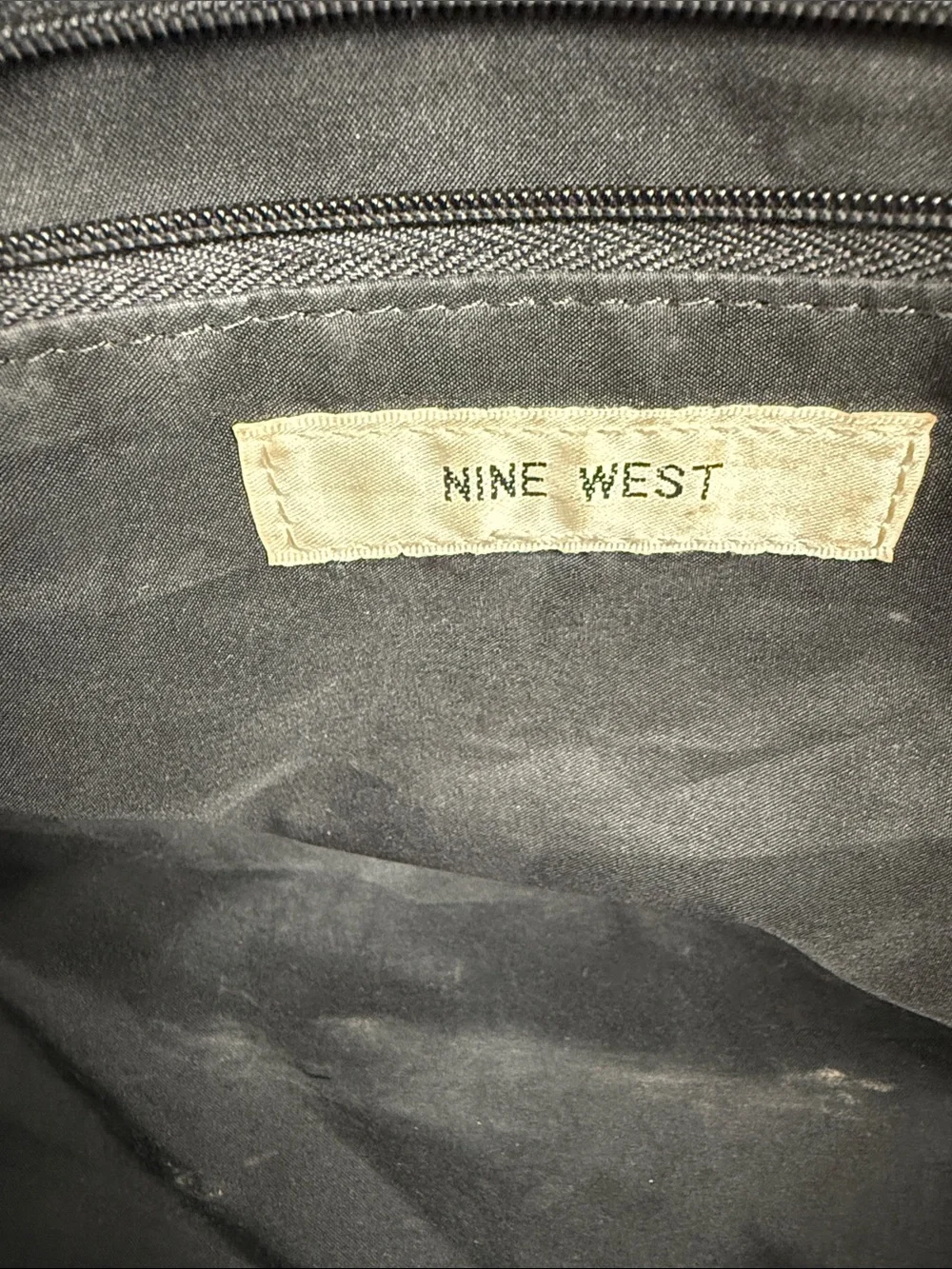 Vtg Y2K Nine West Black Croc-Embossed Structured Tote